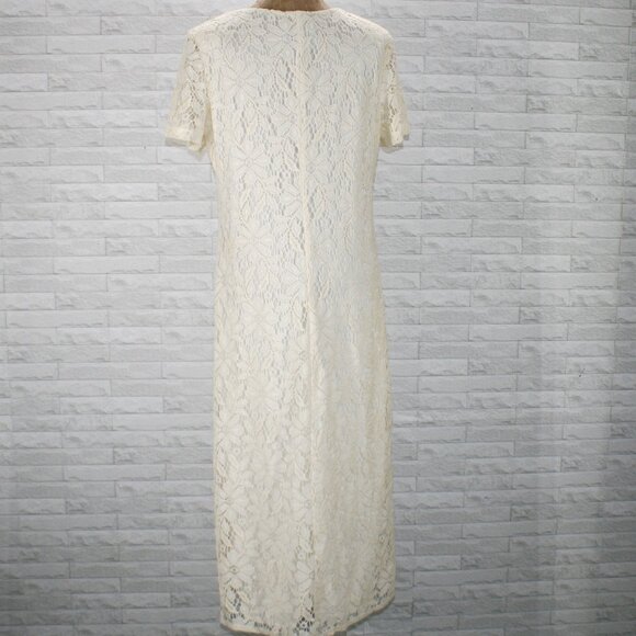 SL FASHIONS Dress Midaxi Short Sleeve Bridal Cocktail Party Cream Plus Size 16 - Picture 5 of 14